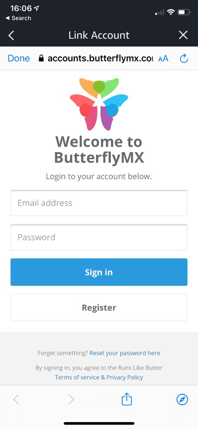 Enter your username and password to connect Alexa