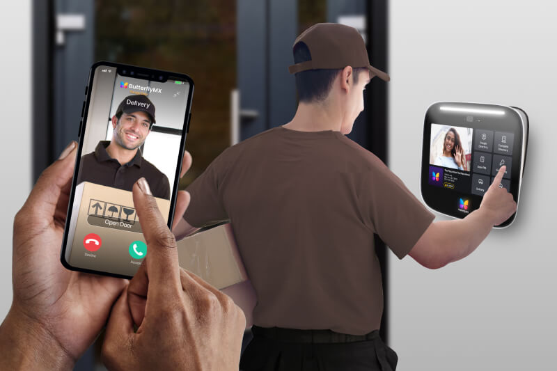 courier using butterflymx package delivery system