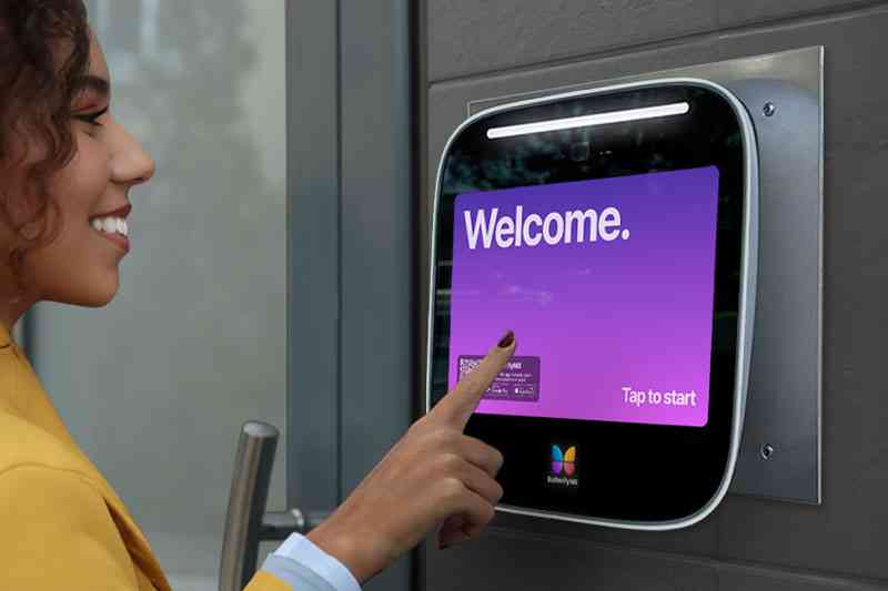 Woman using a residential access control system