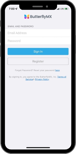 ButterflyMX new user registration