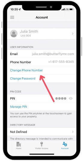 Change your ButterflyMX phone number