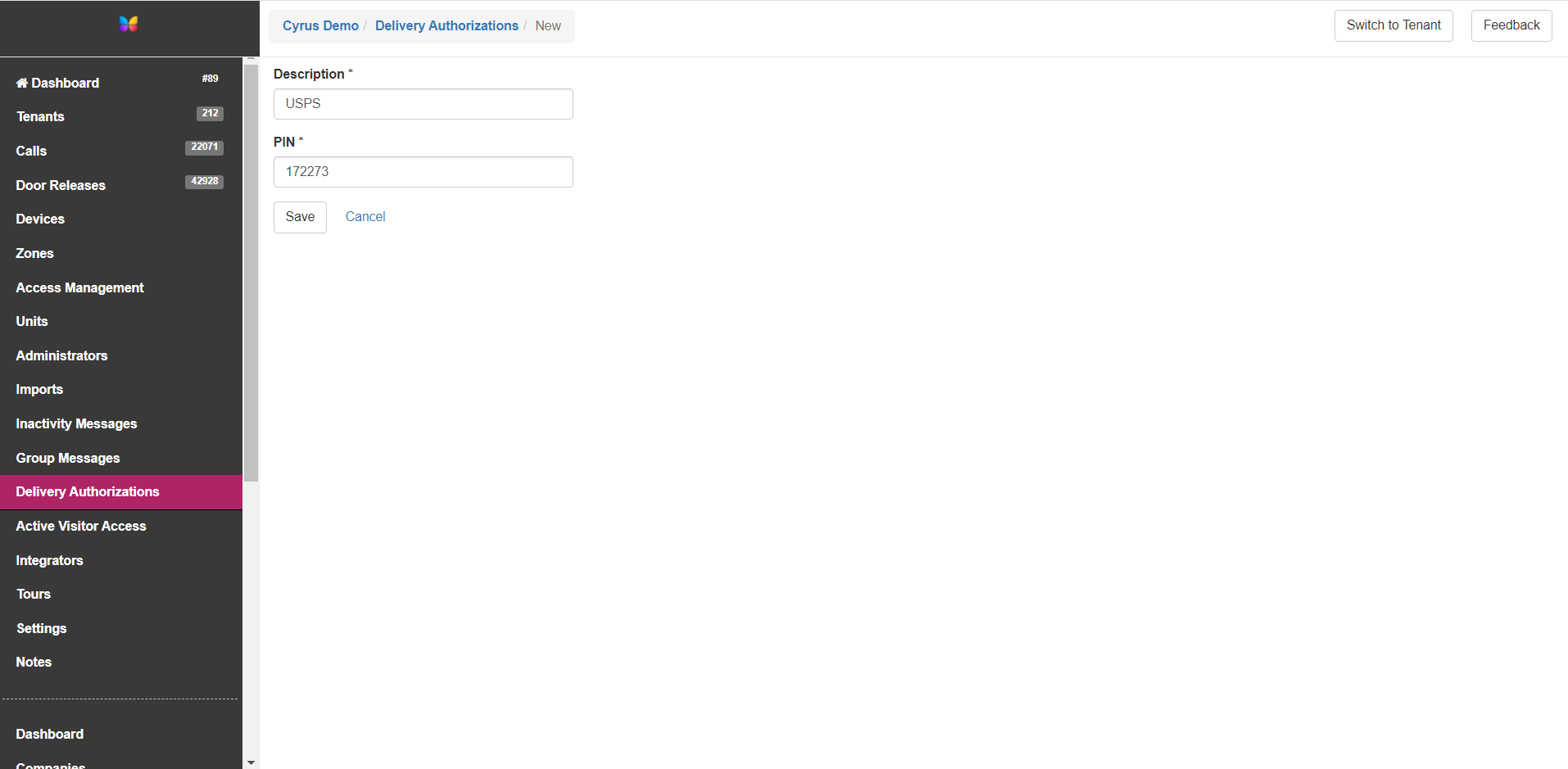 Choose a unique delivery PIN