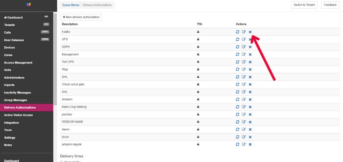 Delete a Delivery PIN