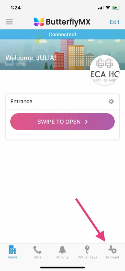 Manage notifications in account section of the ButterflyMX app