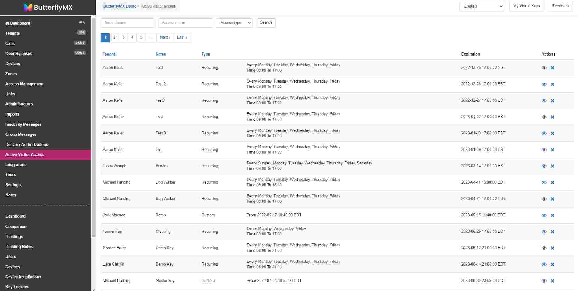 ButterflyMX active visitor access