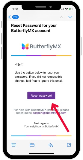 Reset password email