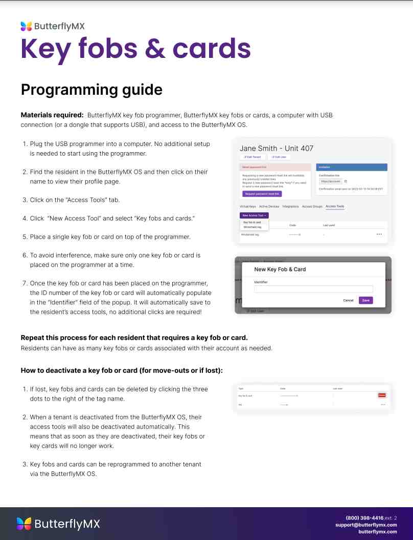 How to program ButterflyMX keys and fobs