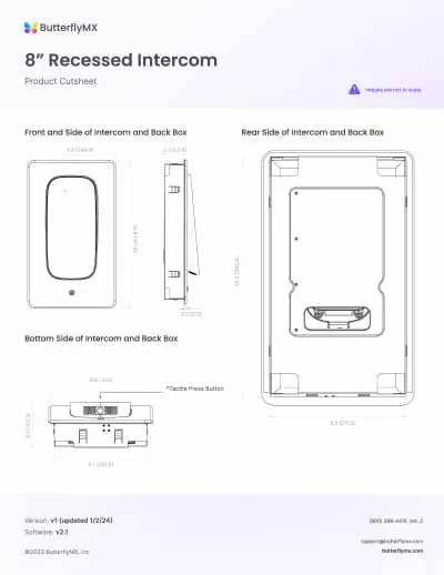 butterflymx 8 recessed video intercom product cutsheet