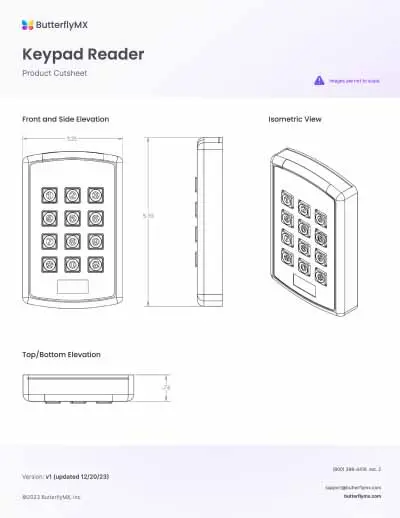 butterflymx keypad reader product cutsheet