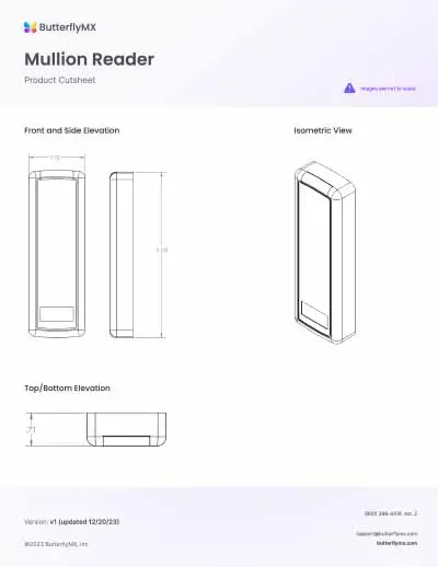 butterflymx mullion reader product cutsheet