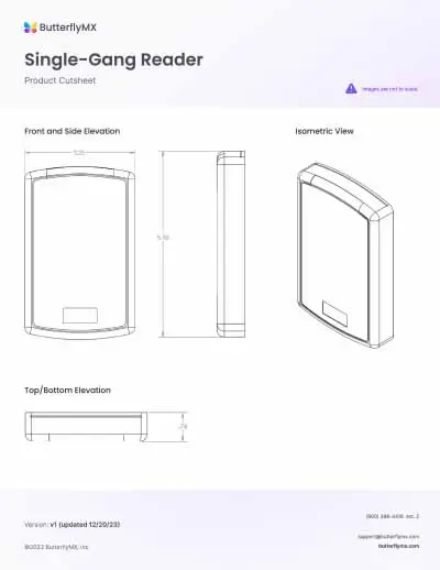butterflymx single gang reader product cutsheet