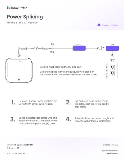 butterflymx video intercom power splicing guide