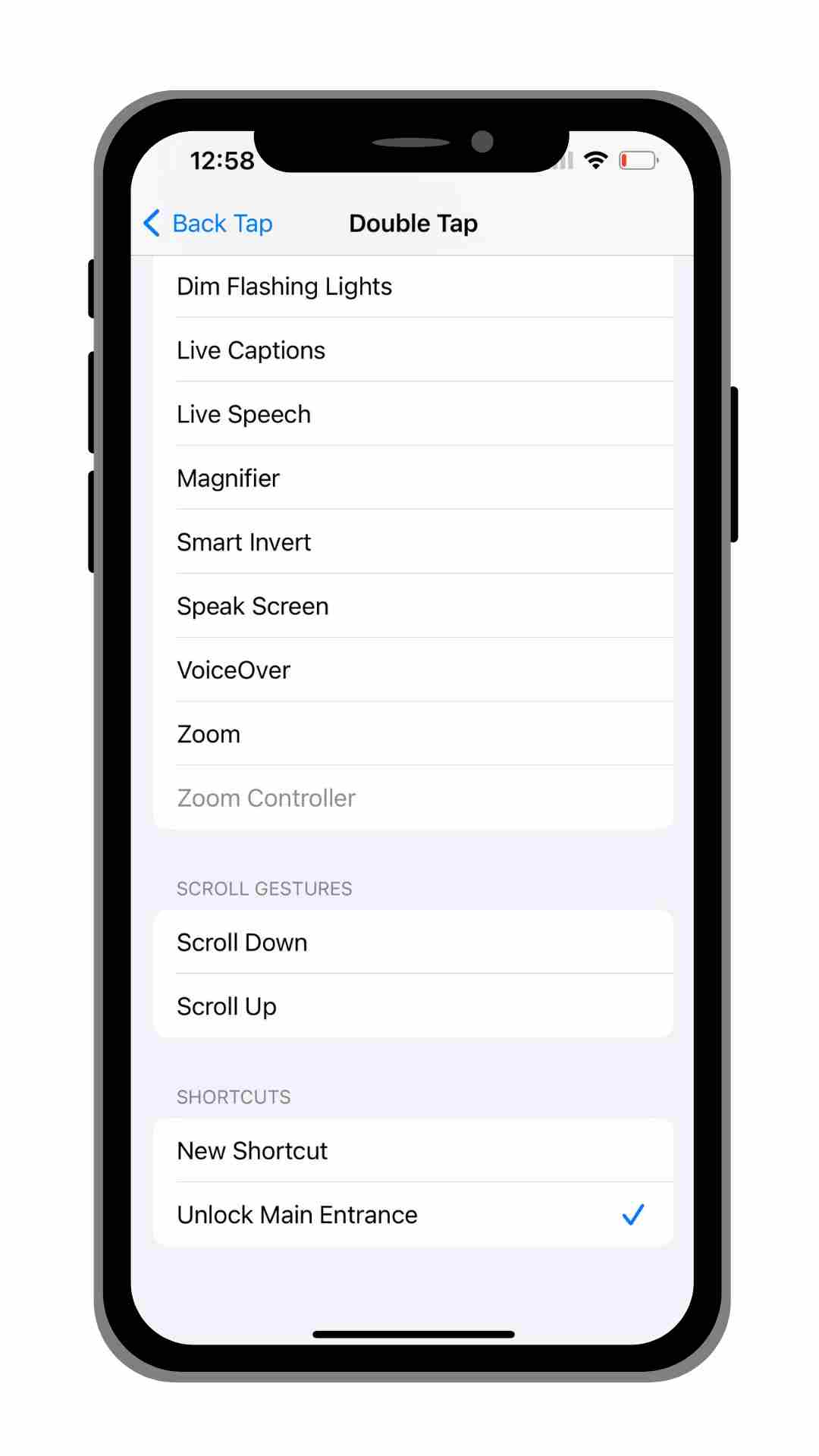 Unlock main entrance with iPhone double back tap
