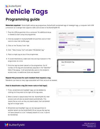 butterflymx vehicle tags programming guide