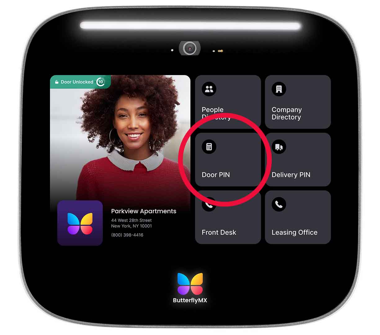 Select 'Door PIN' on the Video Intercom to use your PIN