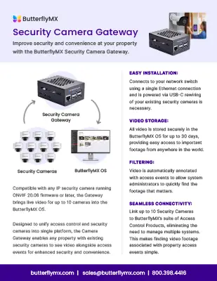 butterflymx security camera gateway one pager