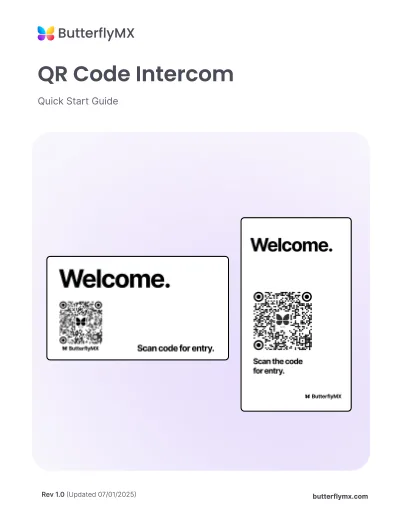 ButterflyMX QR Code Intercom quick start guide