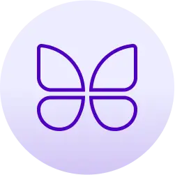purple outline of ButterflyMX logo on solid light purple gradient circle
