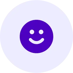 purple smiling emoji within solid lighter purple circle